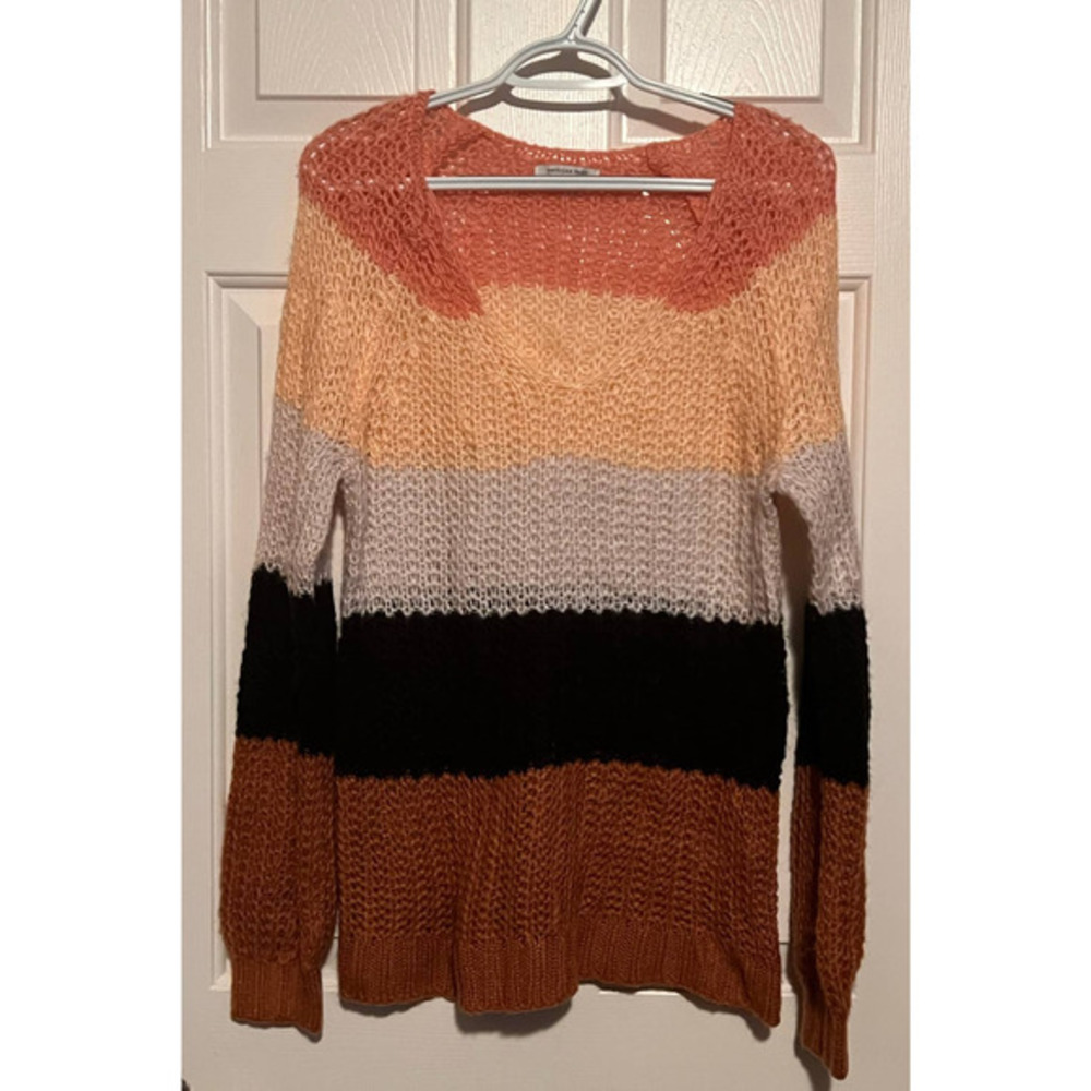 American Eagle Women's‎ Sweater Black Brown Cream Size S 26" Long x 17" PTP